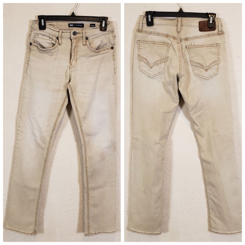 BKE Jeans Men 29 Jake Straight Leg Medium Wash Blue Denim Buckle Western Work